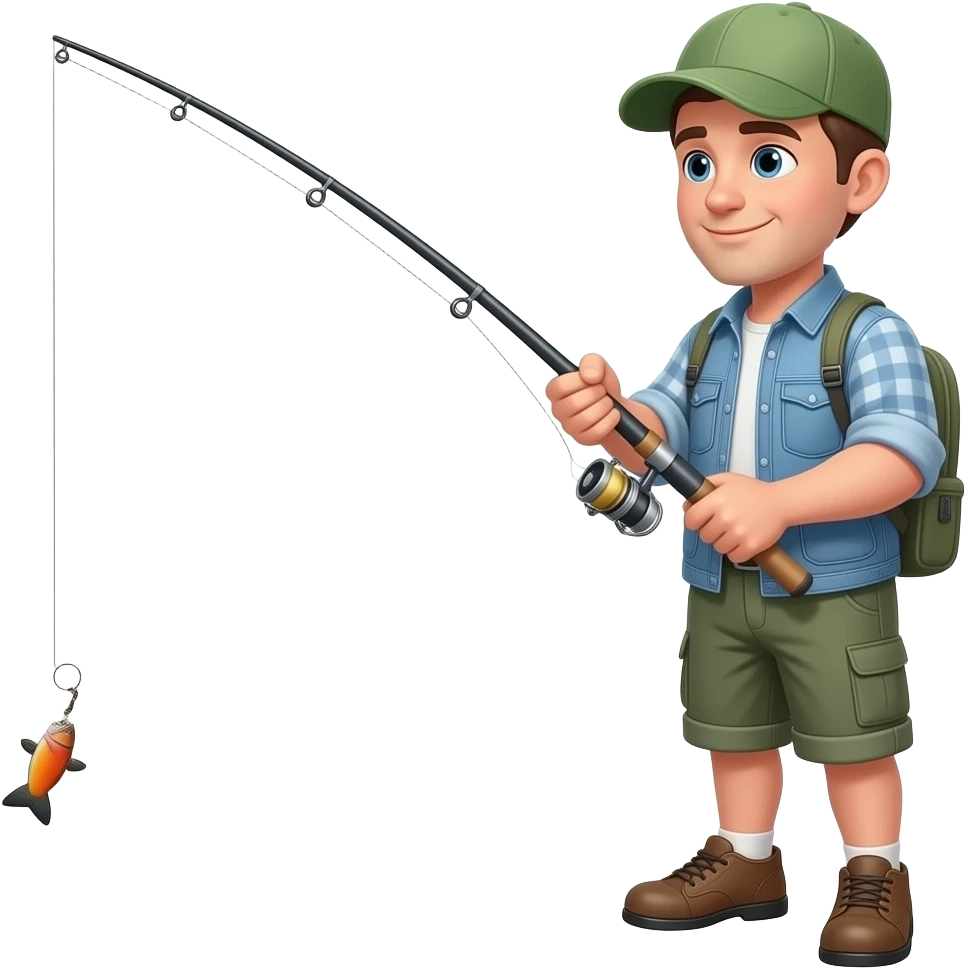 guy fishing with a broken in half fishing rod emoji