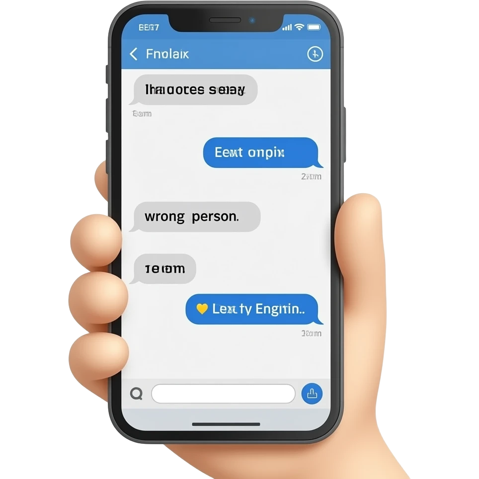 full phone with a message sent to the wrong person in english emoji