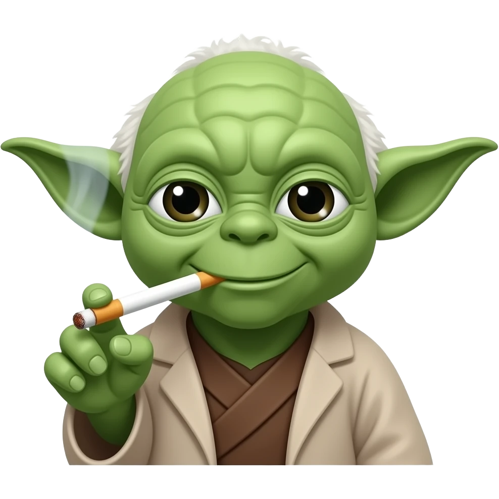 Yoda cool with cigarettes emoji