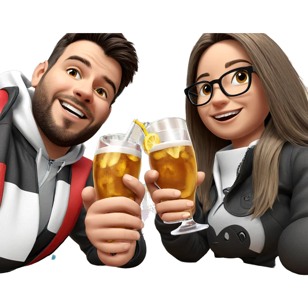 happy couple enjoying drinks emoji