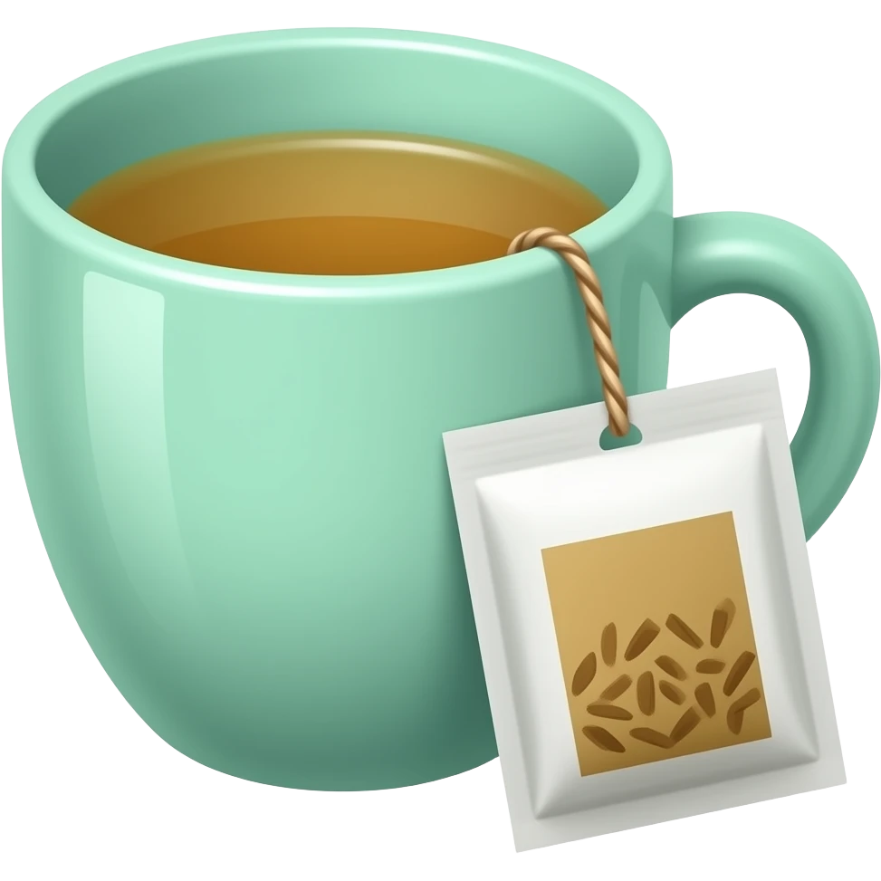 Mint tea cup with pack emoji