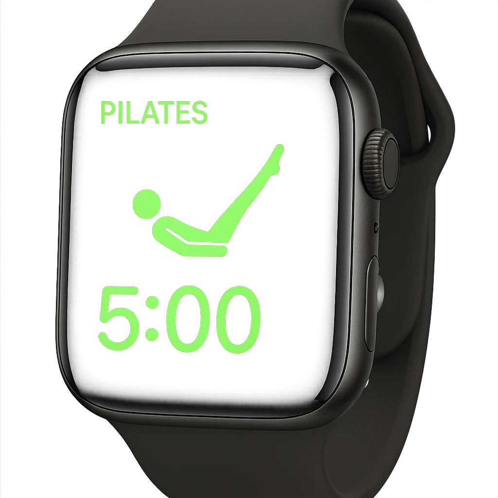 smartwatch con modalità attiva di pilates che segna 5 ore di pilates, REALISTICA 4K emoji