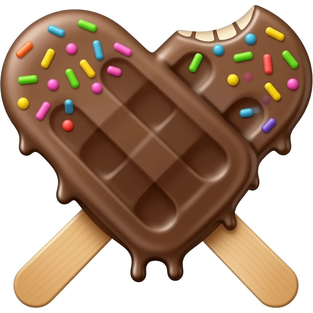 a ice popsicle with sprinkles, chocolate flavour and a bit taken out of it emoji