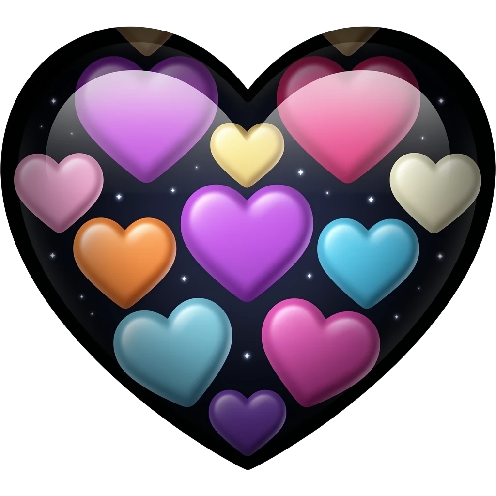 loads of different coolest galaxy hearts but all different colours black outlines cool galaxies different colour emoji