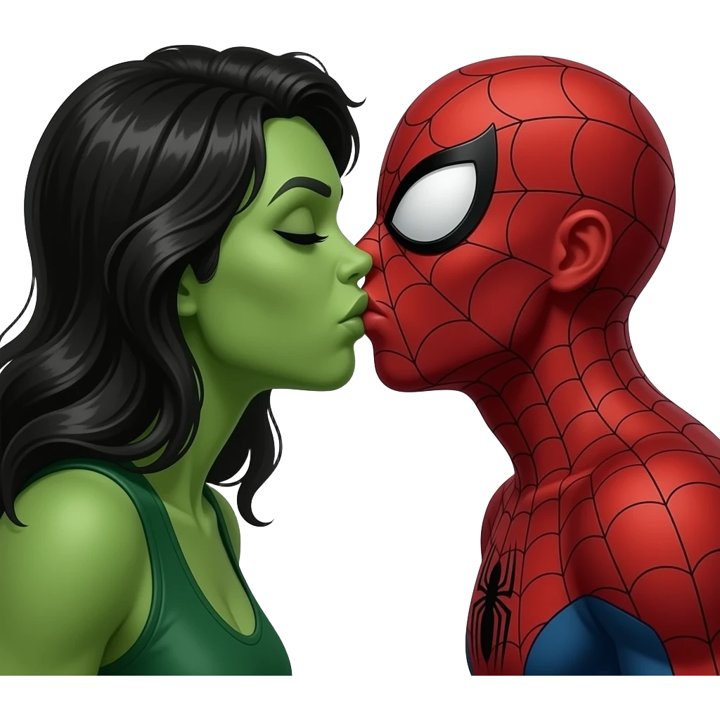 Spider man and hulk woman   kiss kiss creepy emoji