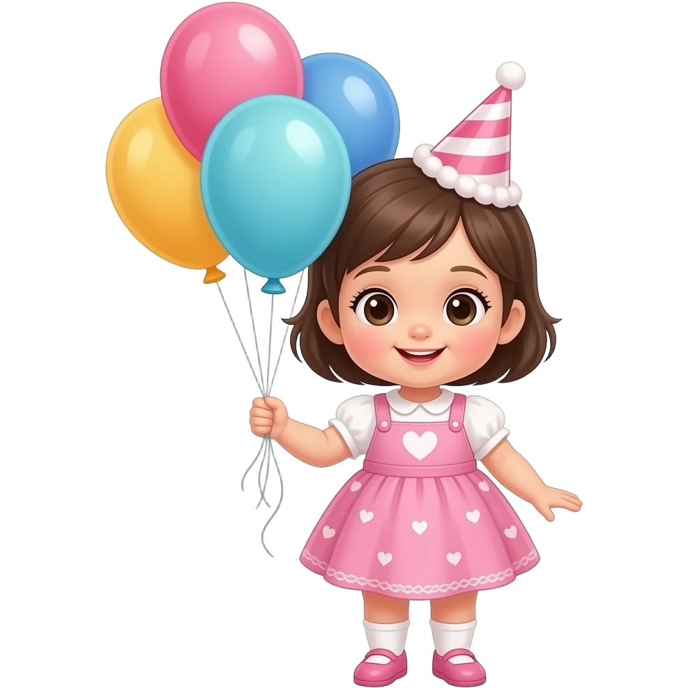 baby girl holding birthday balloon emoji