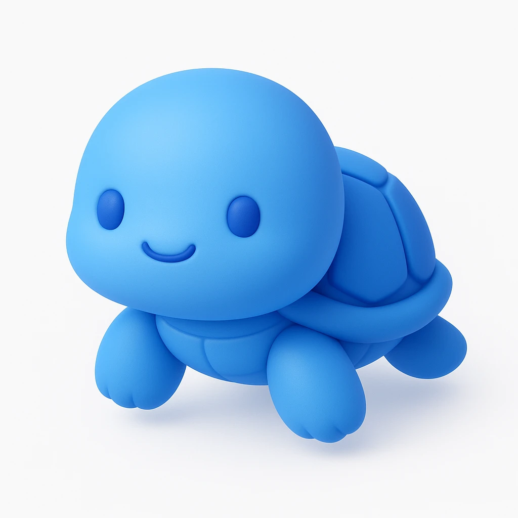 chibi-style 3D turtle with a round face and tiny paws emoji