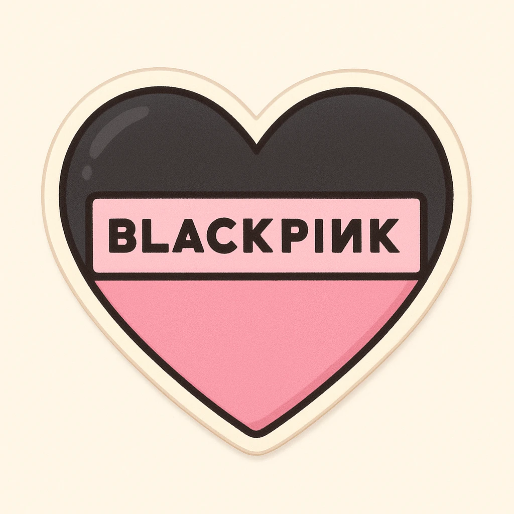 BLACKPINK-inspired object, black and pink colors, cute and collectible sticker look emoji