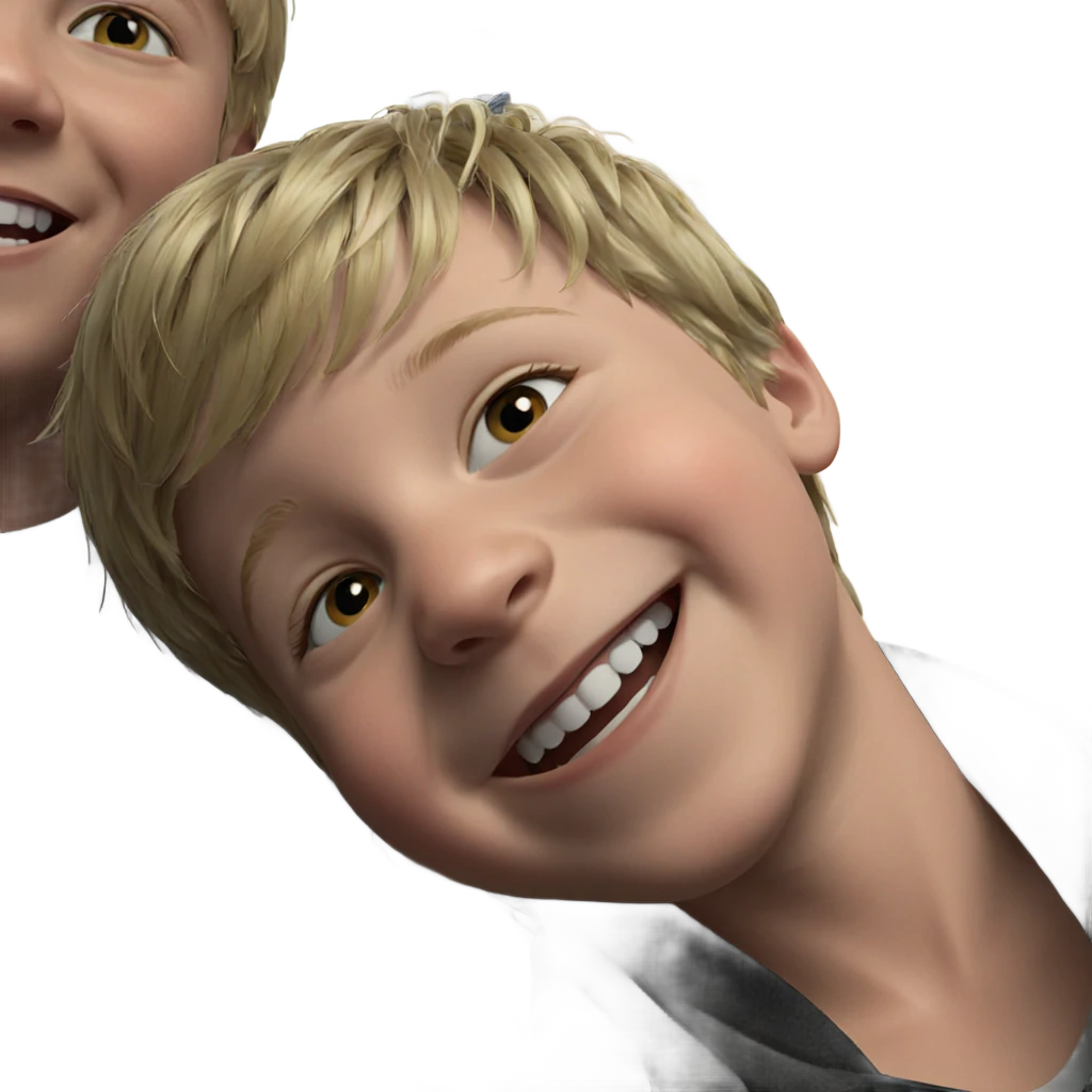 smiling blonde boy indoors emoji