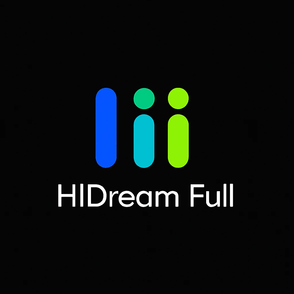 create high dream logo like this with text "HIDream Full", black background  emoji