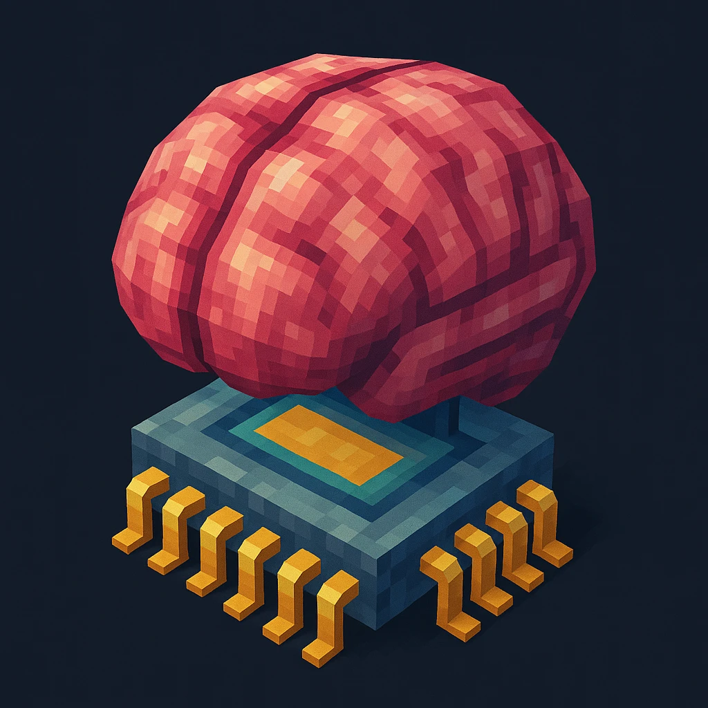 a brain merged with a microchip emoji
