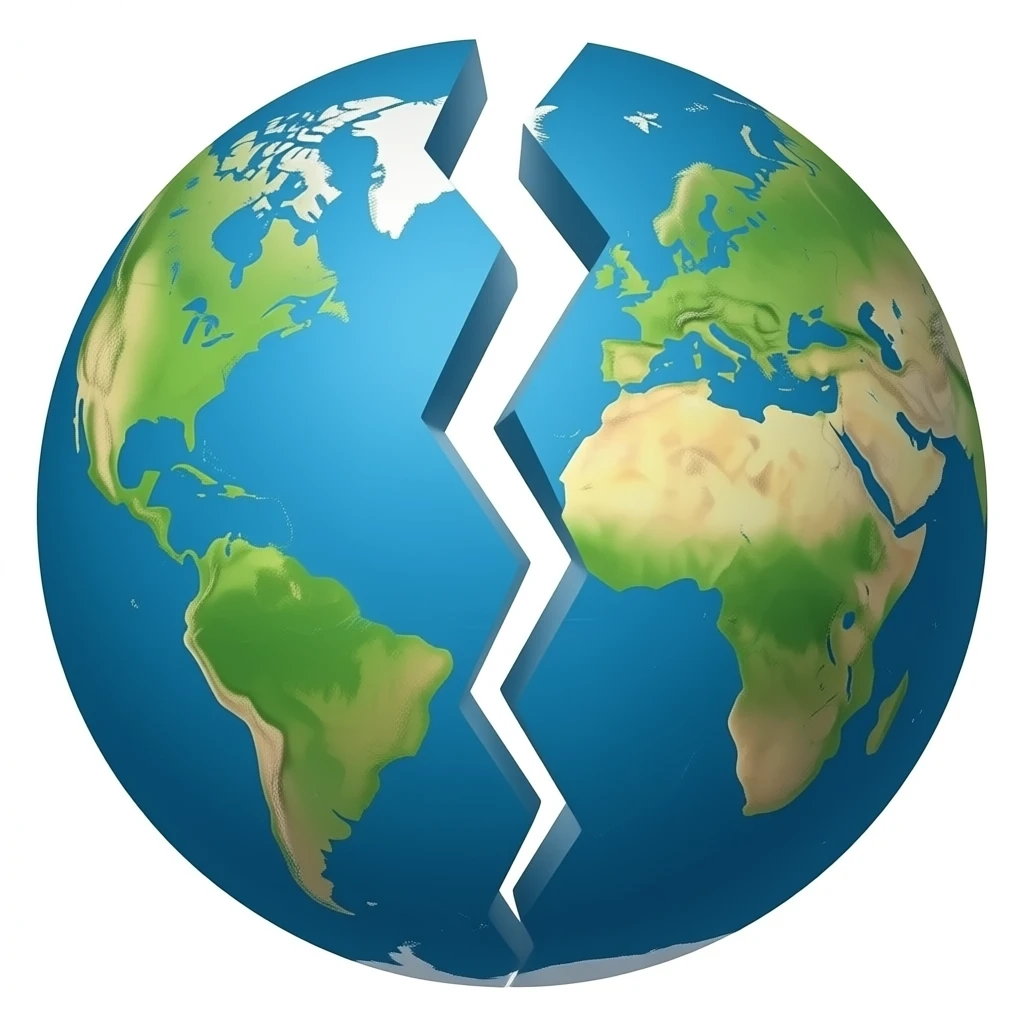world broken in half, no background detail emoji