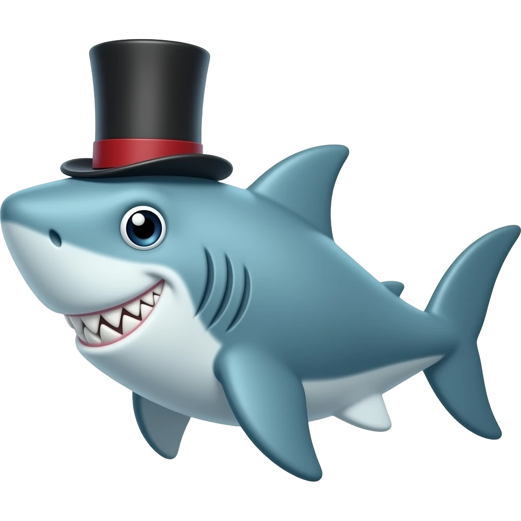 Shark with a top hat emoji