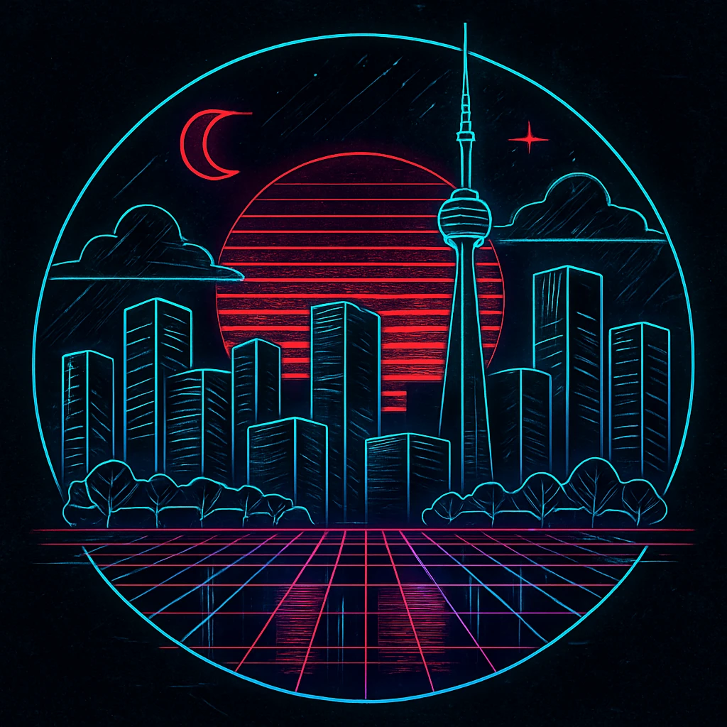 Make this image more edgy, 80's TRON, retro feel  emoji