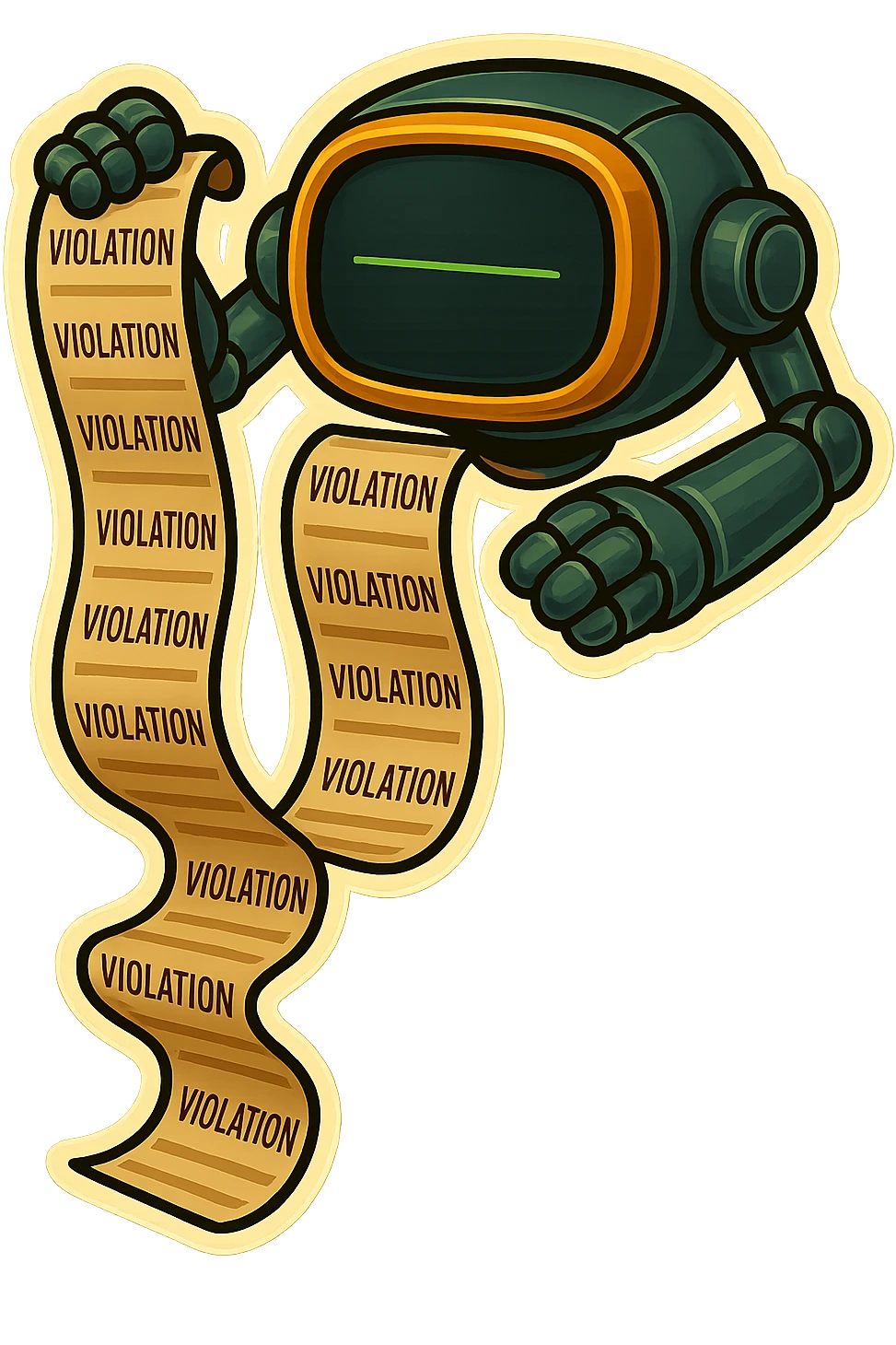 auditor robot prints out violations. no legs. the robot hovers emoji