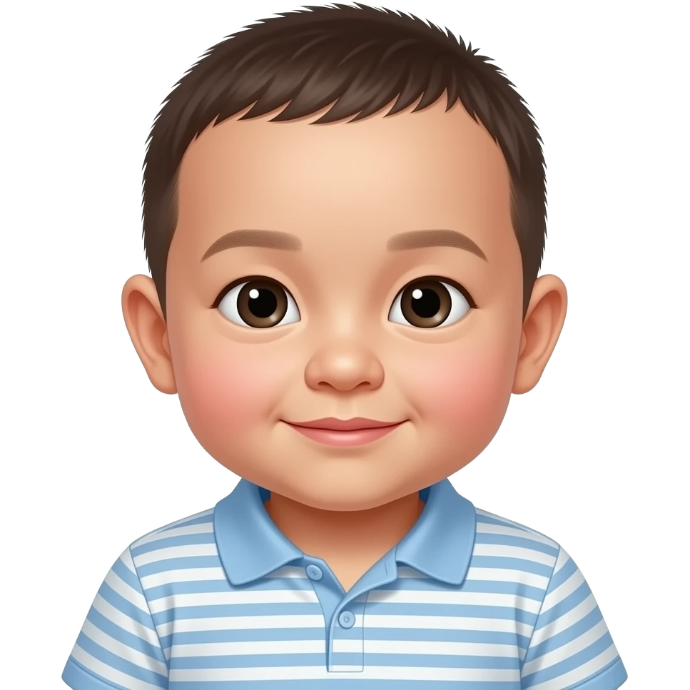 Make an emoji of Leo Chen2 month old baby boy, make him look more like a new baby with slightly less hair and more chubby emoji