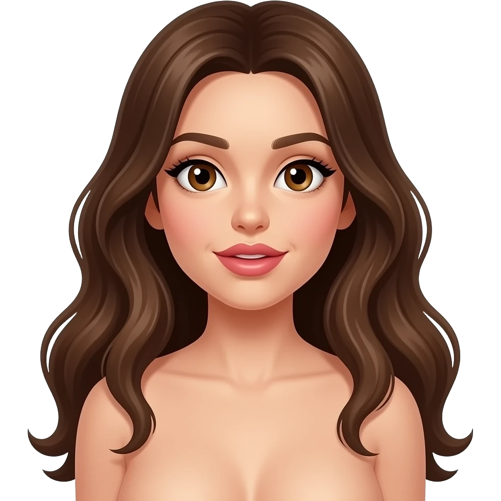 Long hair, brunette, brown eyes full body, naked, getting pussy eaten emoji