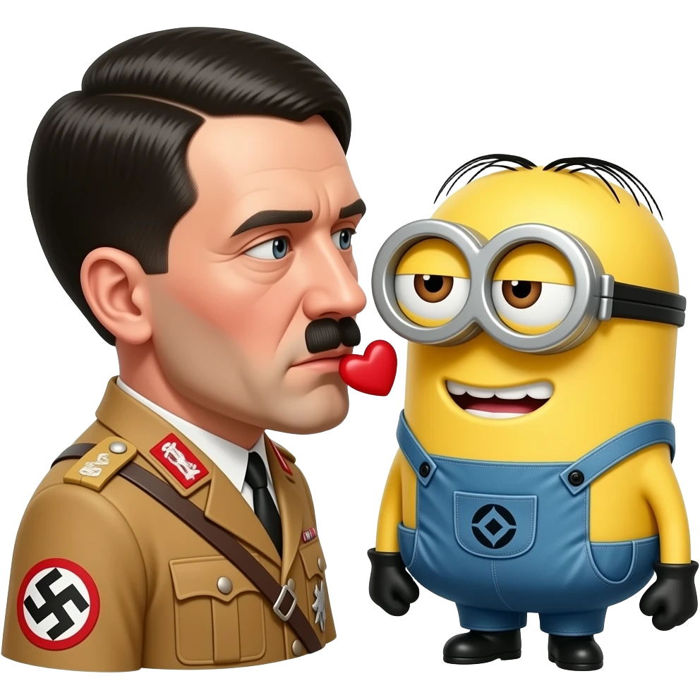 adolf hitler making out with a minion emoji