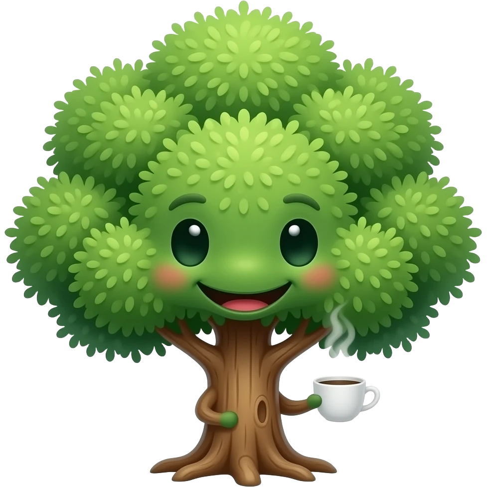 a tree drinking coffee emoji