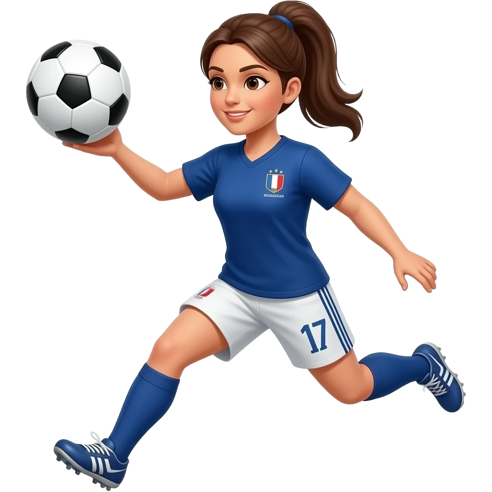 A woman playing soccer in France who does a chest trap with the ball. emoji