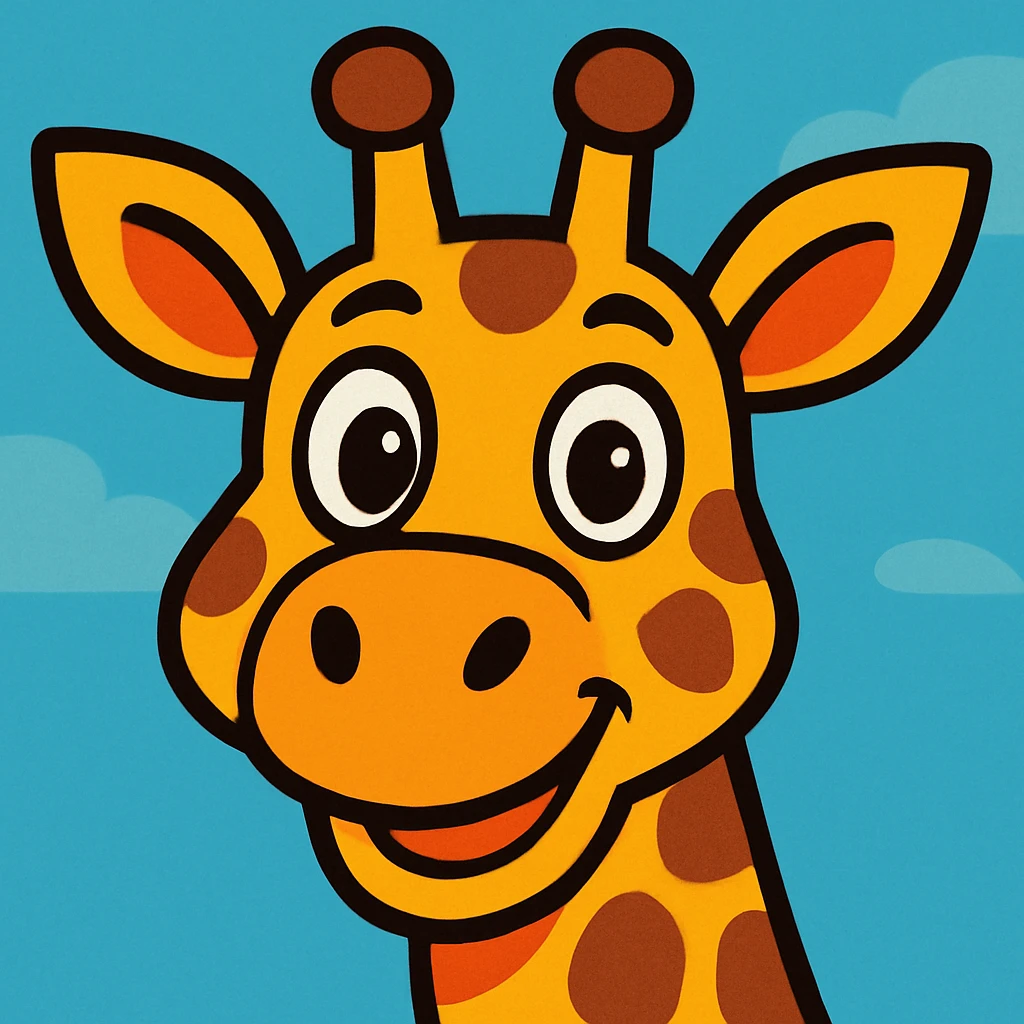 giraffe face, vibrant cartoon style emoji