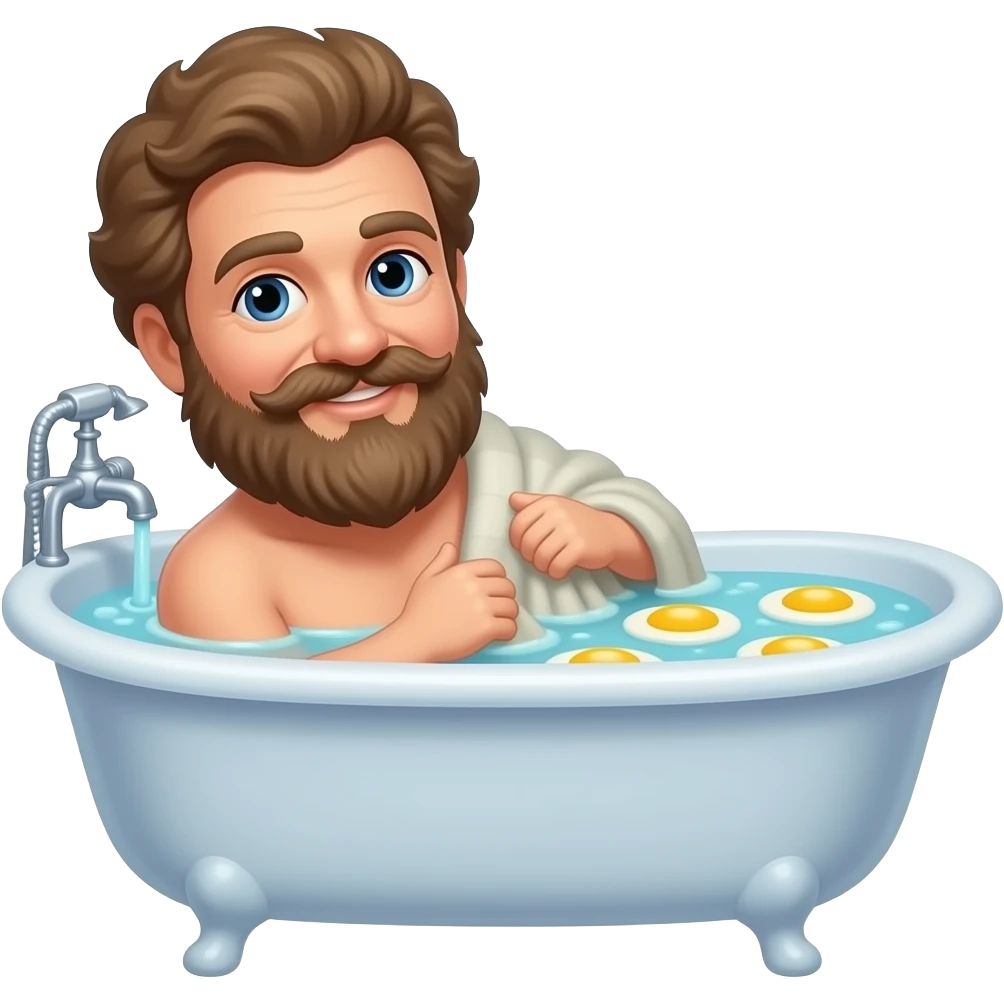 meme format of bob ross in a blanket being thrown into a bath of egg yolks and the text on the side of the bathtub says "pot" emoji