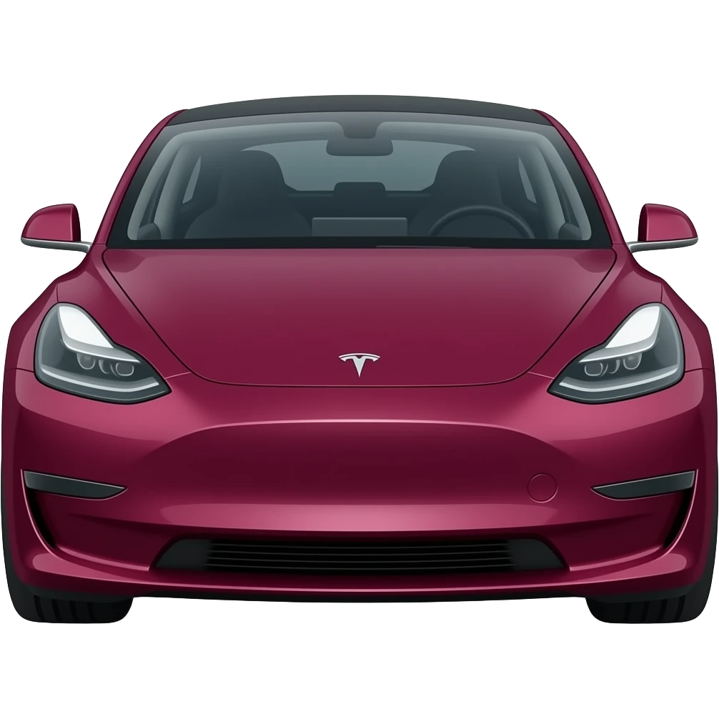 A dark burgundy Tesla emoji