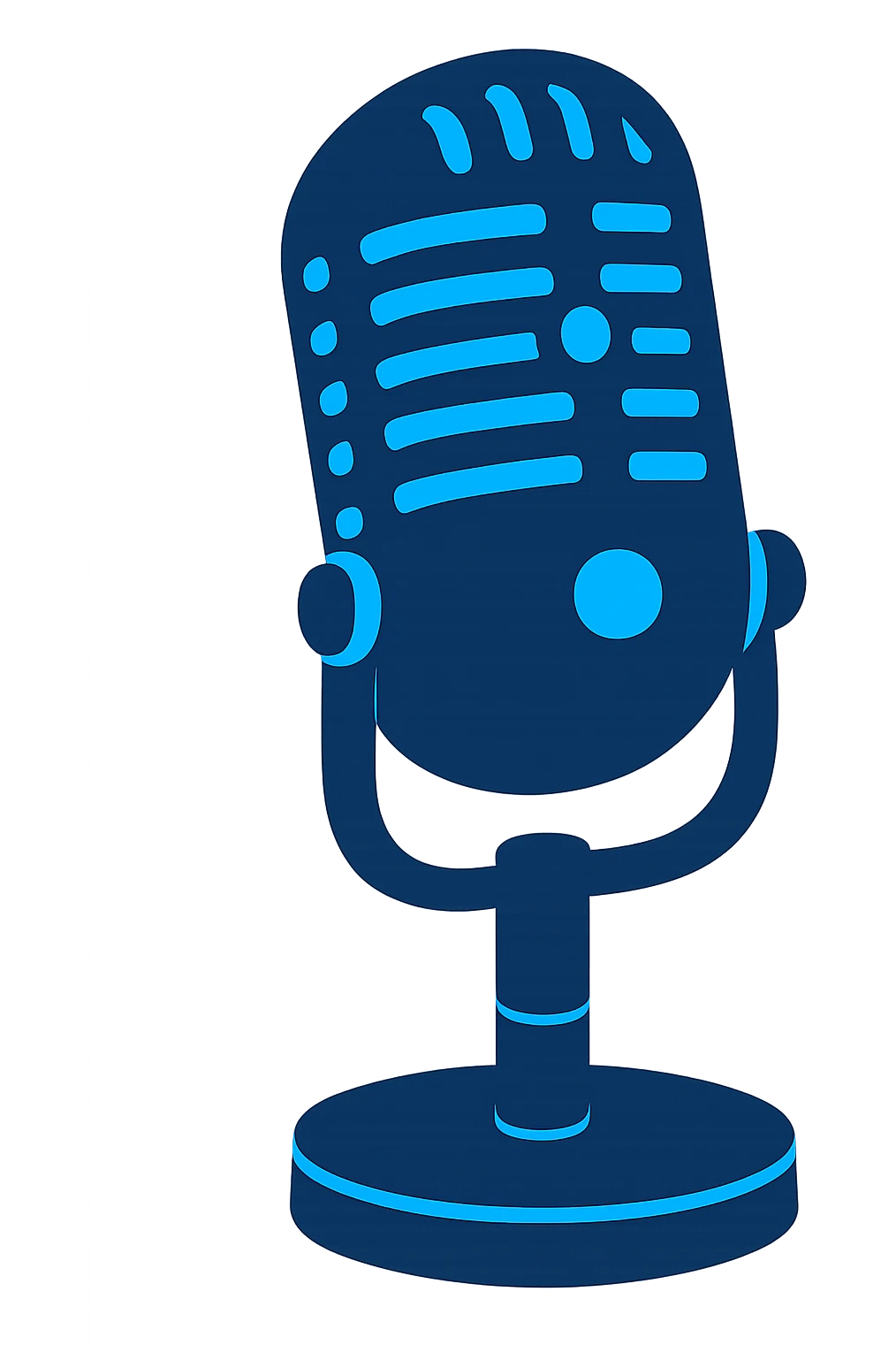 A microphone emoji in colors #1E284A and #1FA8E0 emoji