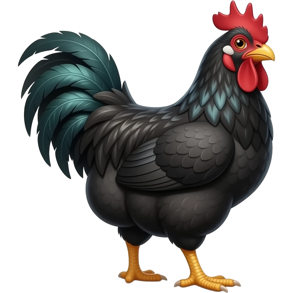 Black chicken smiling with teeth showing and with one Brow lifted showing off his backside with human butt cheeks emoji