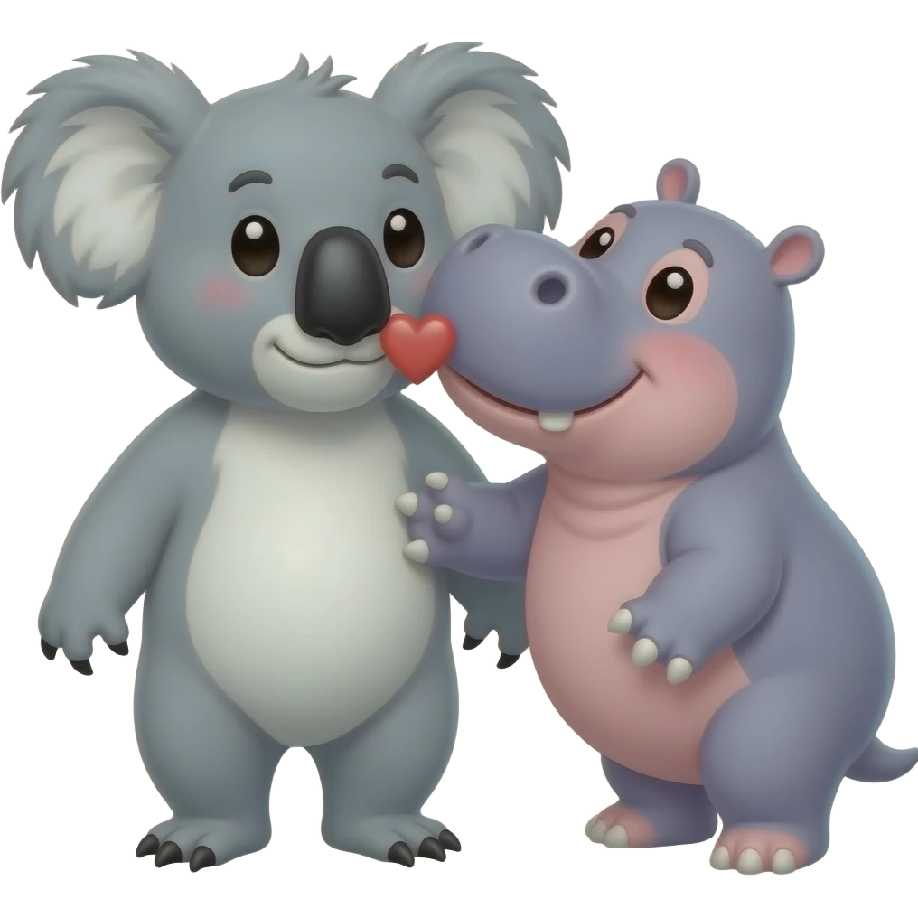 koala giving hippo kiss on cheek Face emoji