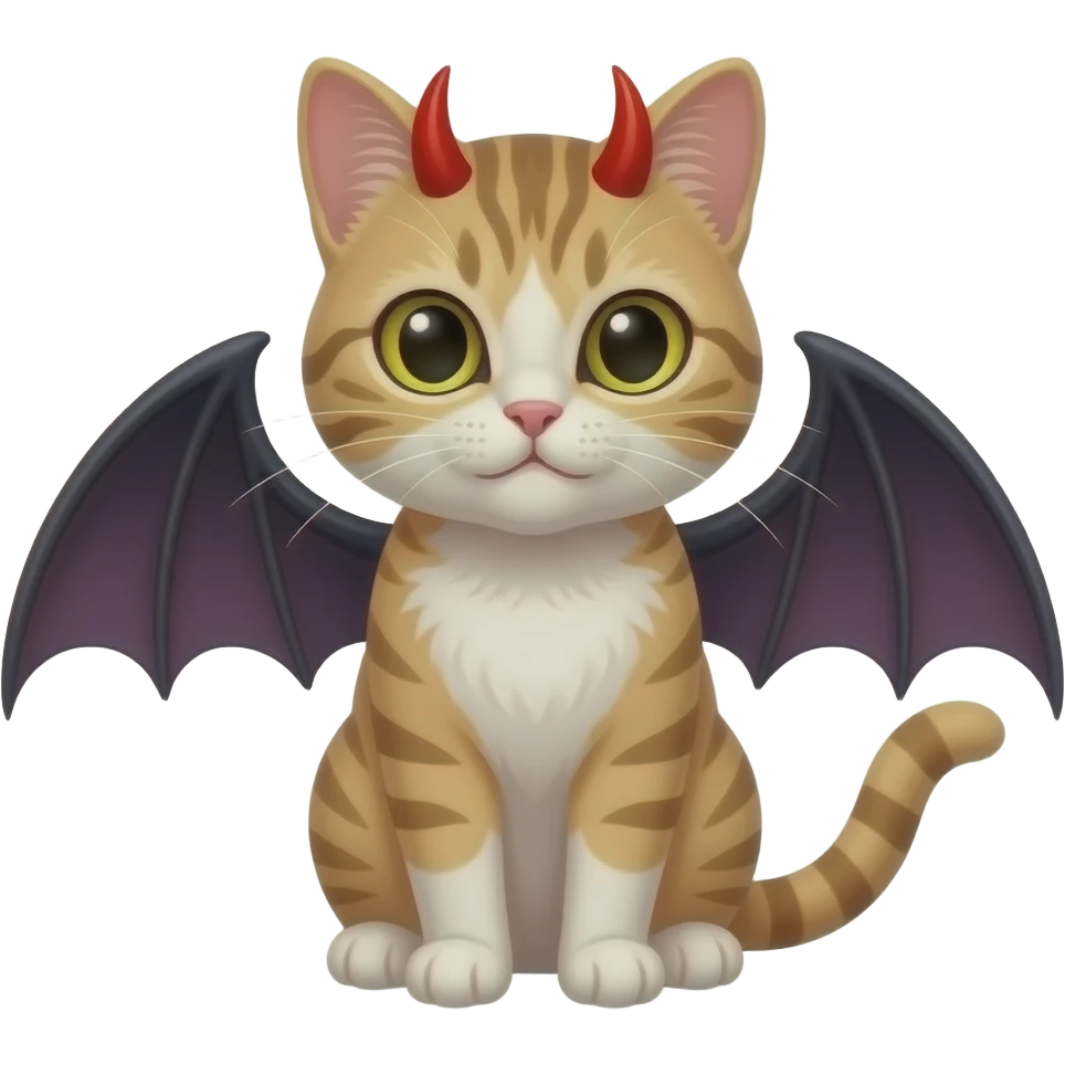 cat with red deveil horns and bat wings emoji