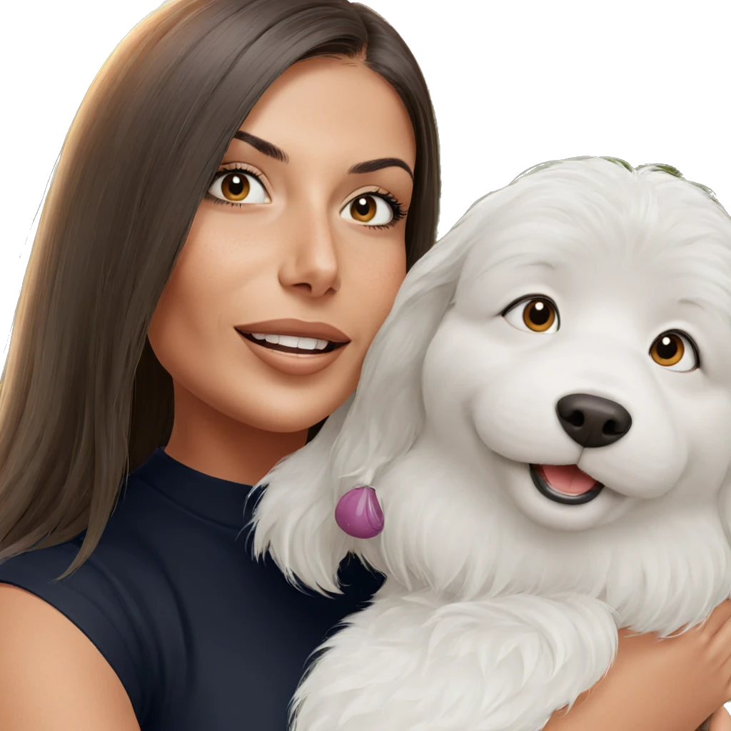 happy girl with dog outdoors emoji