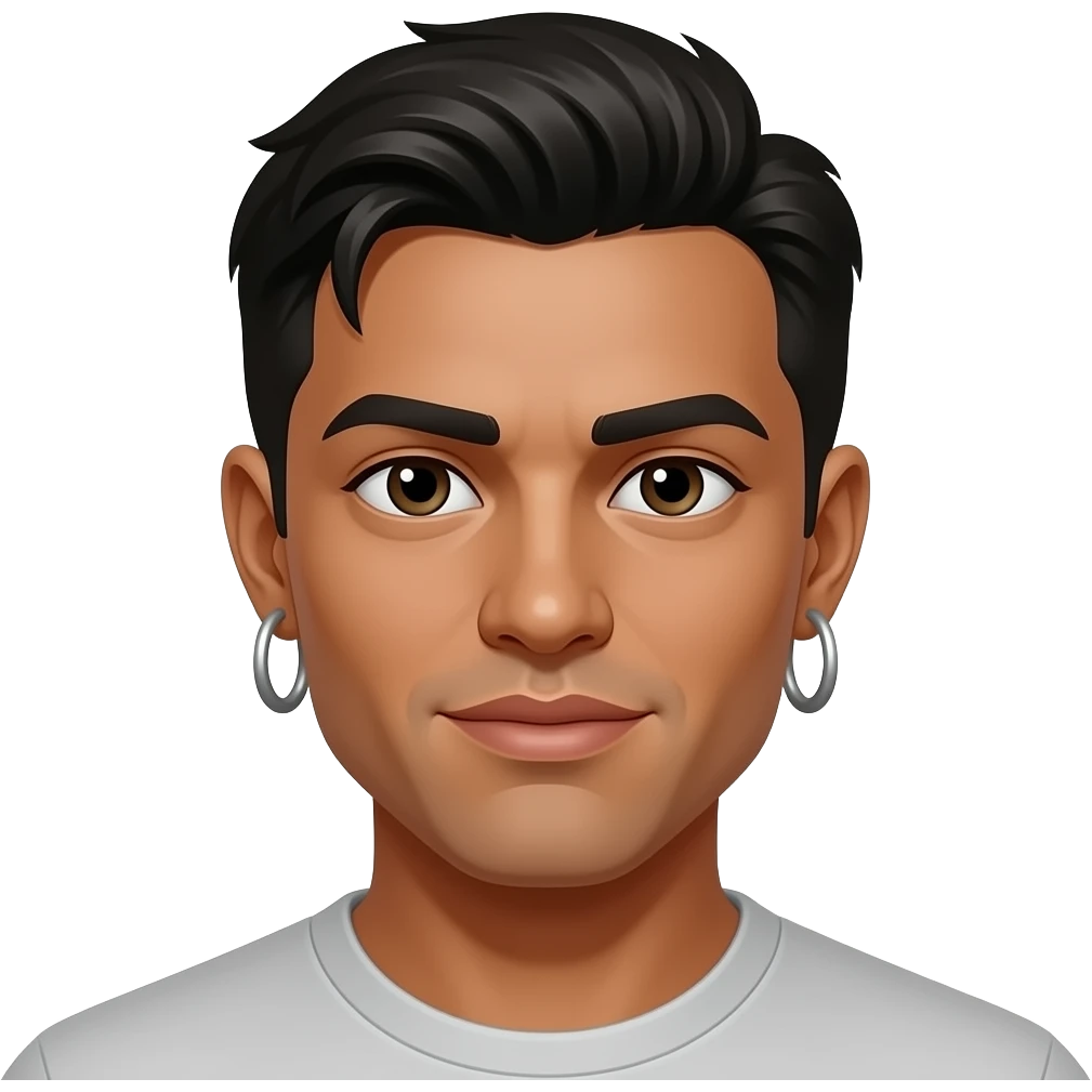 Man wearing  sliver Hoop earrings emoji