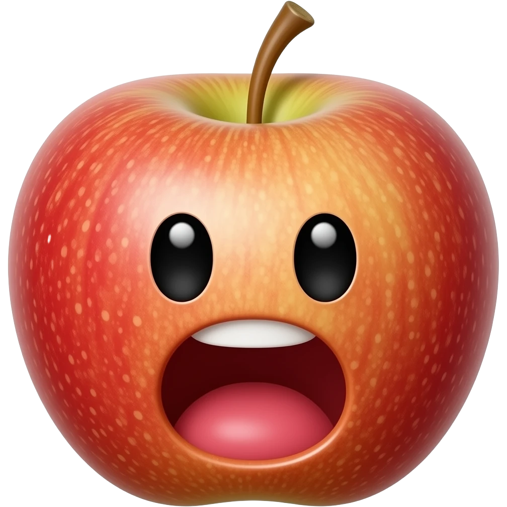 Apple screaming with black cute eyes emoji
