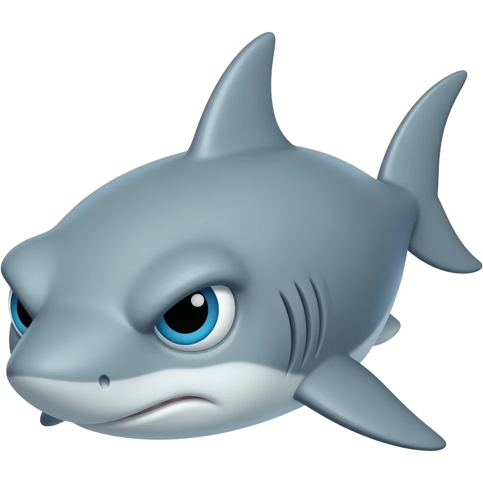 Generame un tiburón brevemente volteado hacia atrás con la aleta extendida haciendo referencia que no le gusta algo emoji