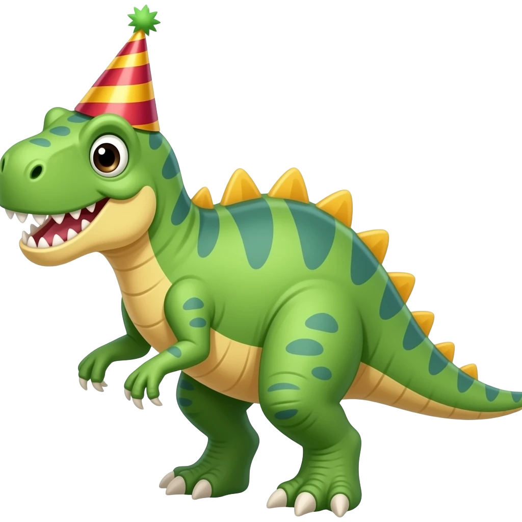 🤖 🤖  🤖 🤖 🤖 🤖 Dinossauro usando chapéu de festa emoji