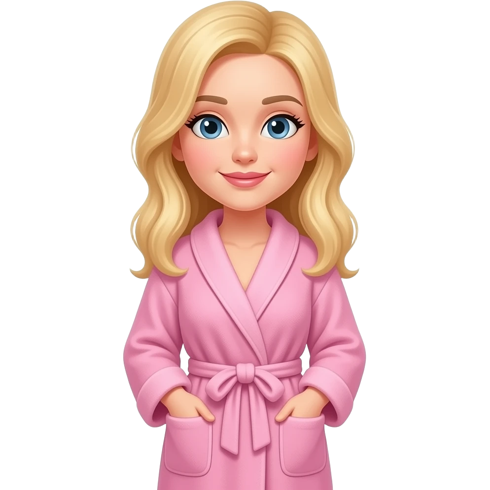 Cute blonde woman standing  in pink dressing gown emoji