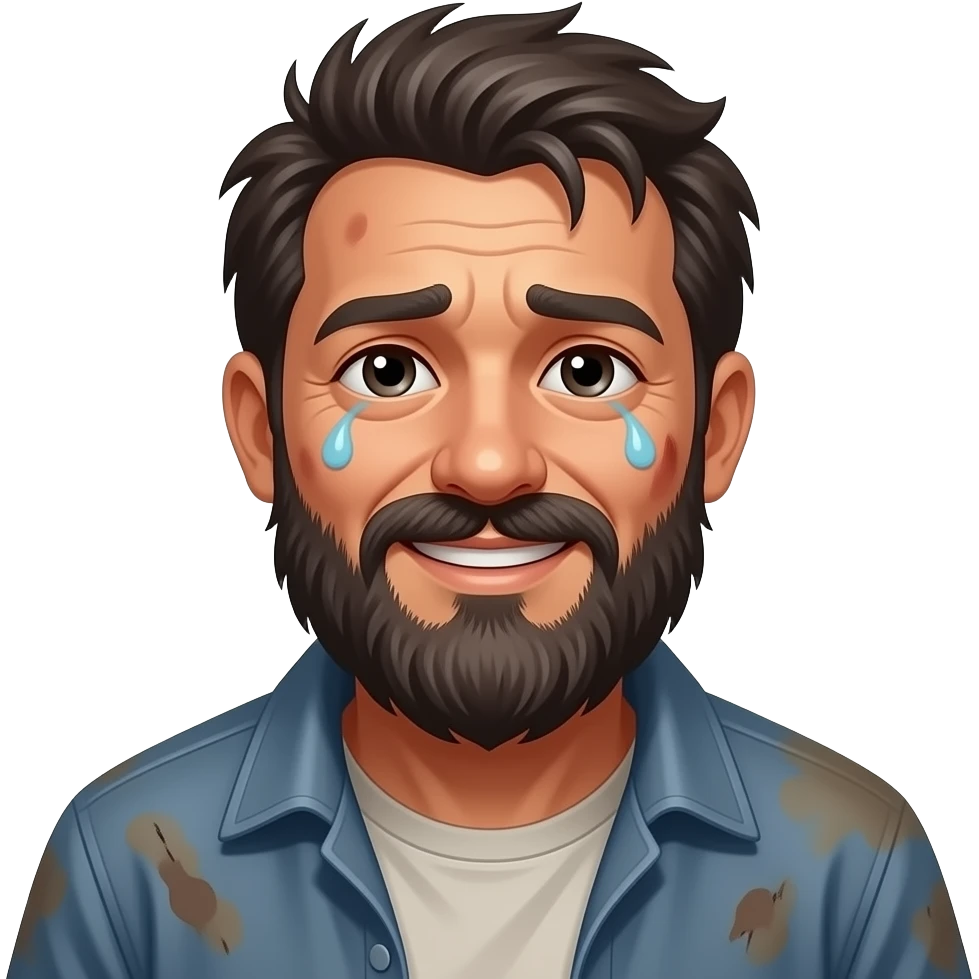 smelly very dirty looking man homeless happy emoji