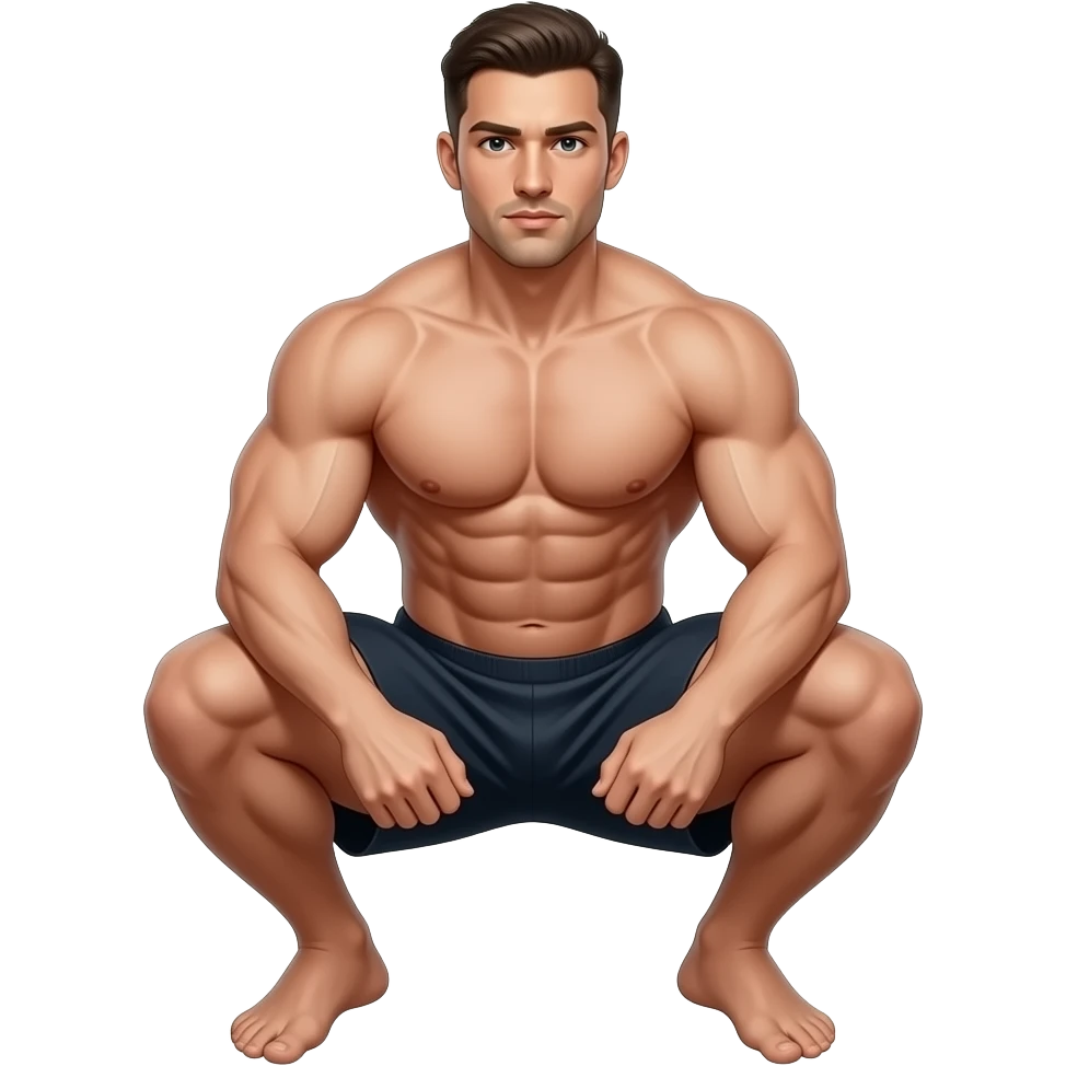 Man complete Squatting naked full body emoji