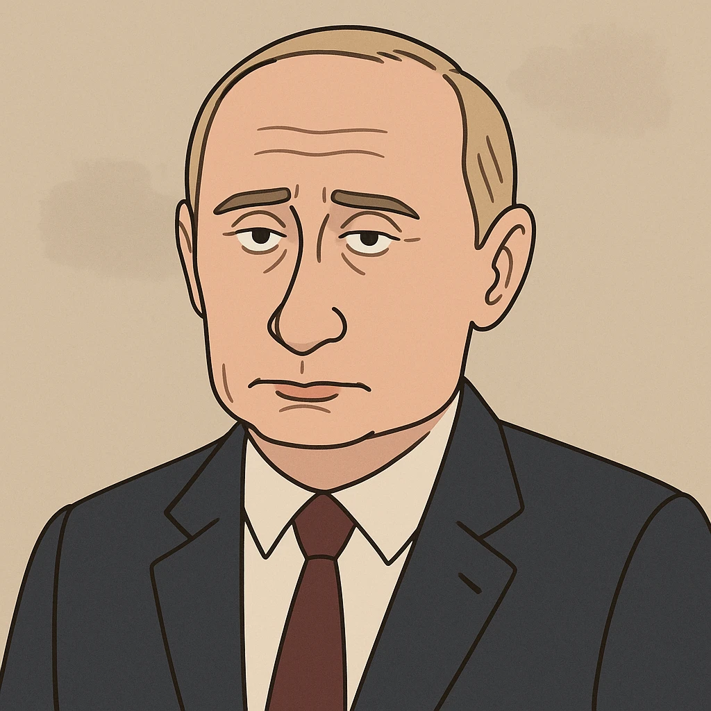 cartoon portrait of Vladimir Putin, neutral expression, simple background emoji