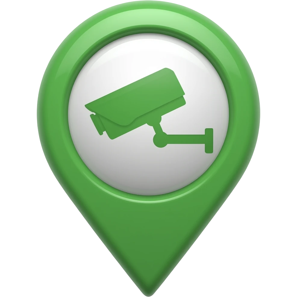 CCTV in map marker green emoji