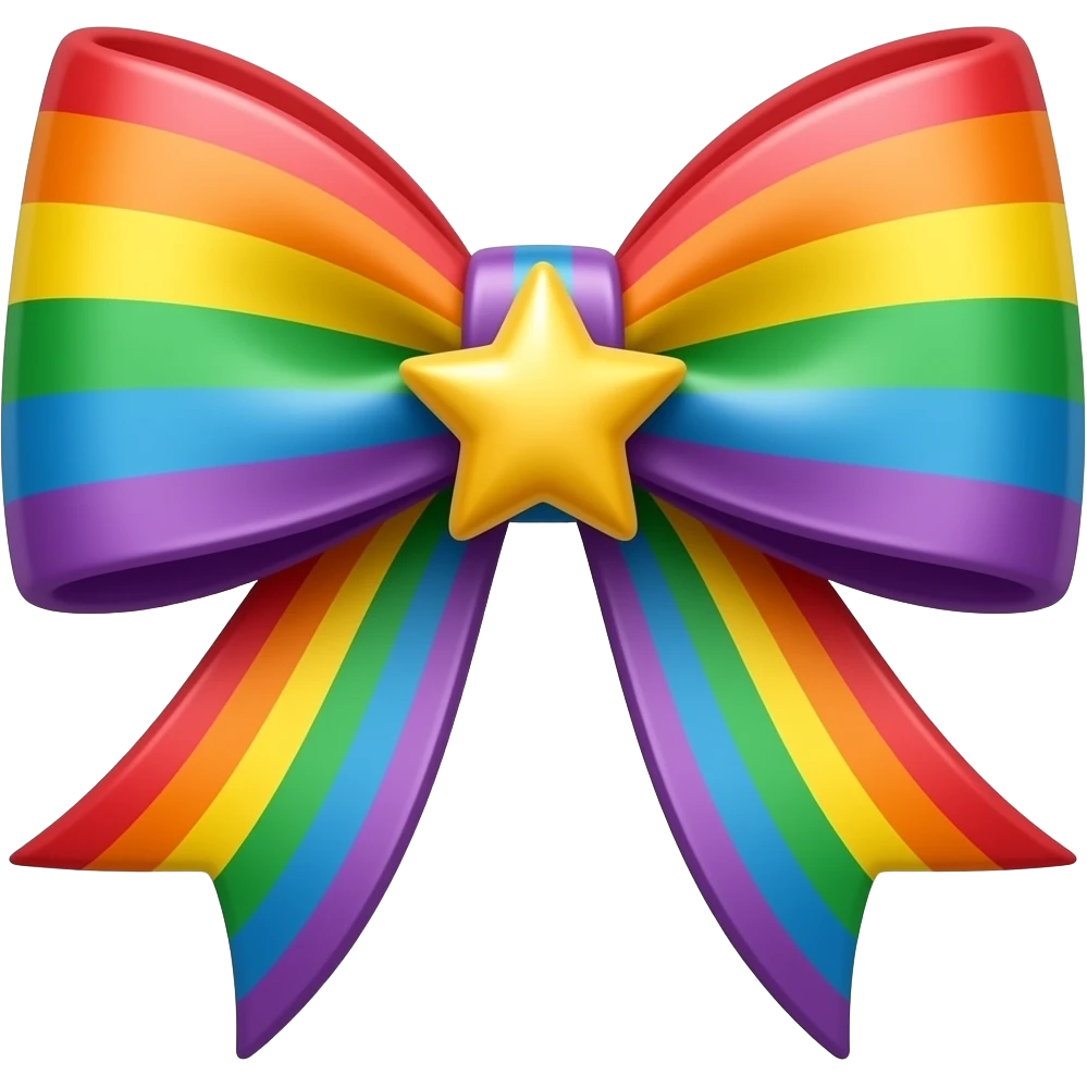 Rainbow the ribbon bow star! emoji