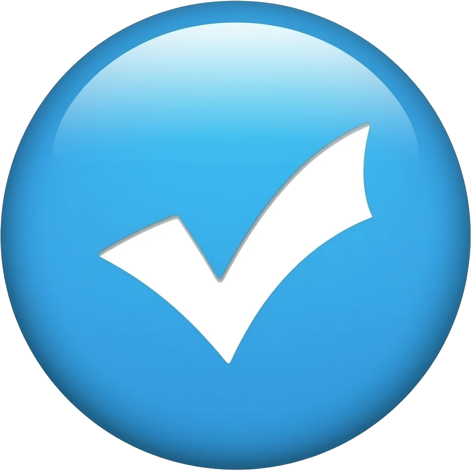 Mach ein ganz helles baby blauen Kreis mit ein weißen haken in der mite ohne efeckte oder Spiegelungen emoji