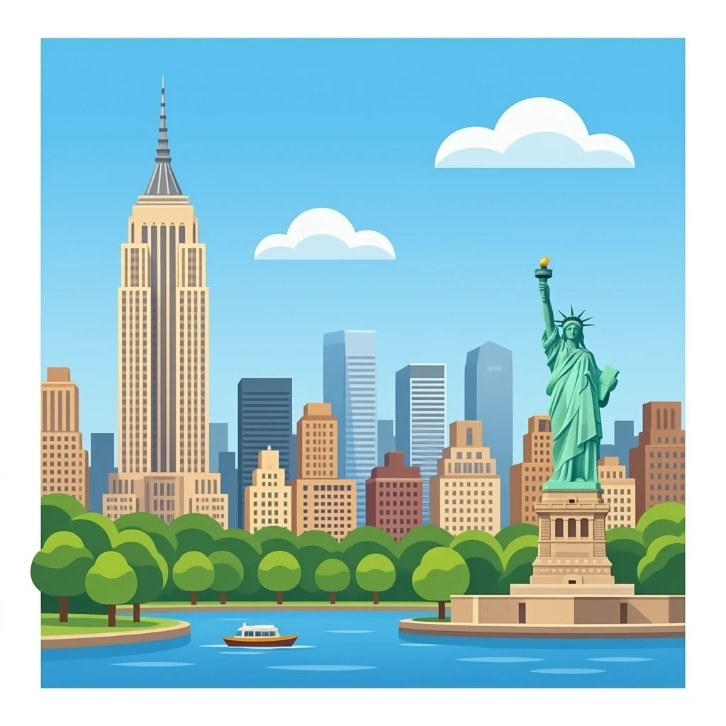 High Building  in New York Central Park statue-of-liberty emoji