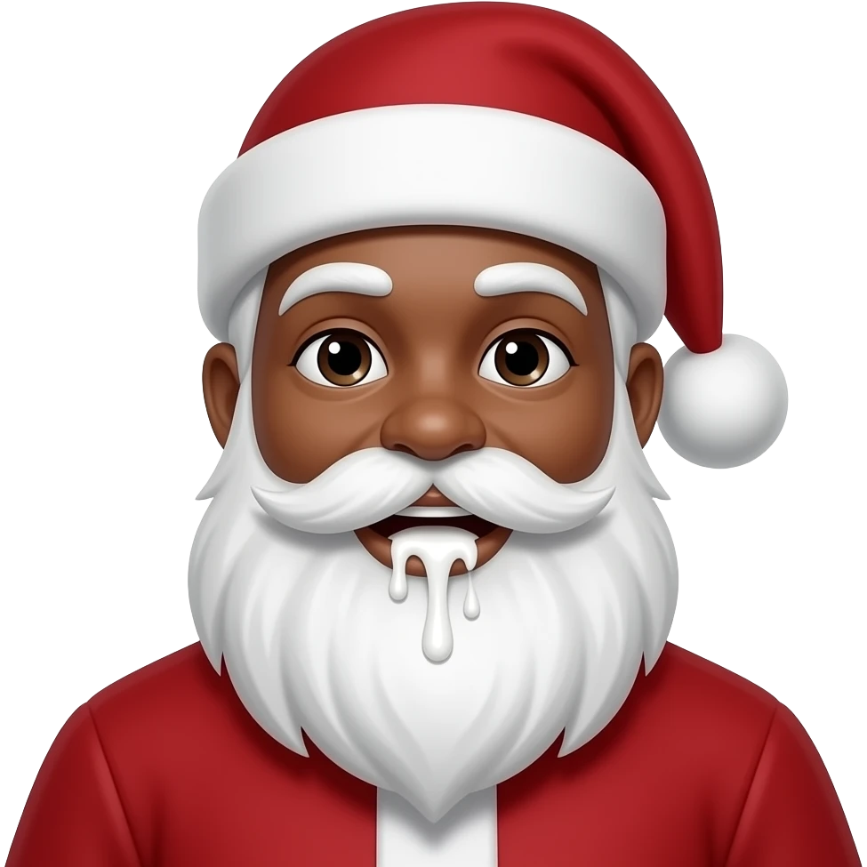 African American santa with white liquid coming out from his mouth emoji