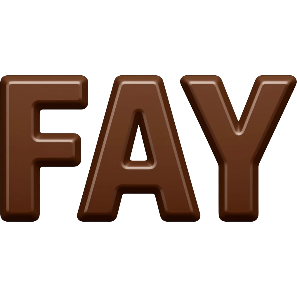 letters FAY in dark brown chocolate emoji