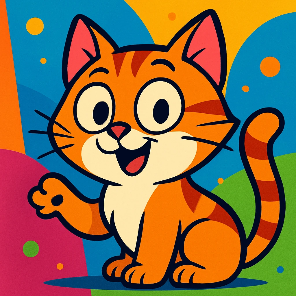 playful cat, vibrant toon cartoon style emoji