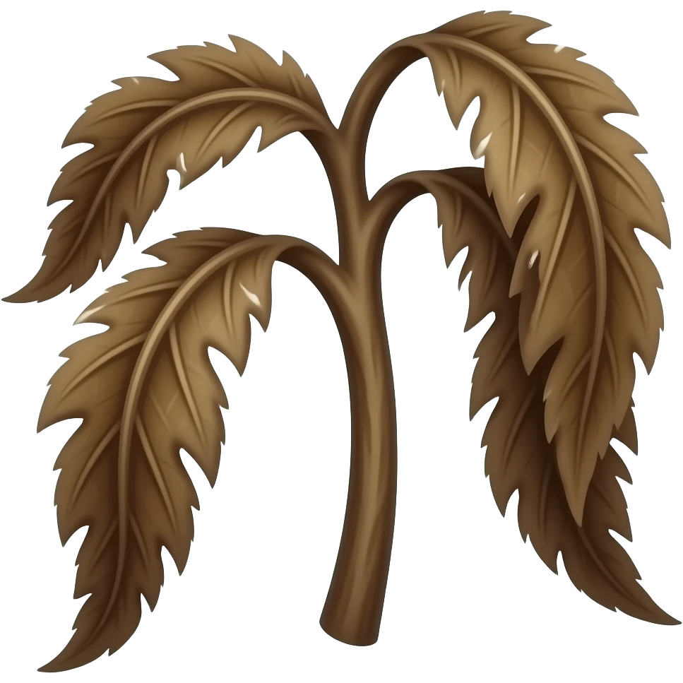 Wilted dead dark brown plantstem with leaves emoji