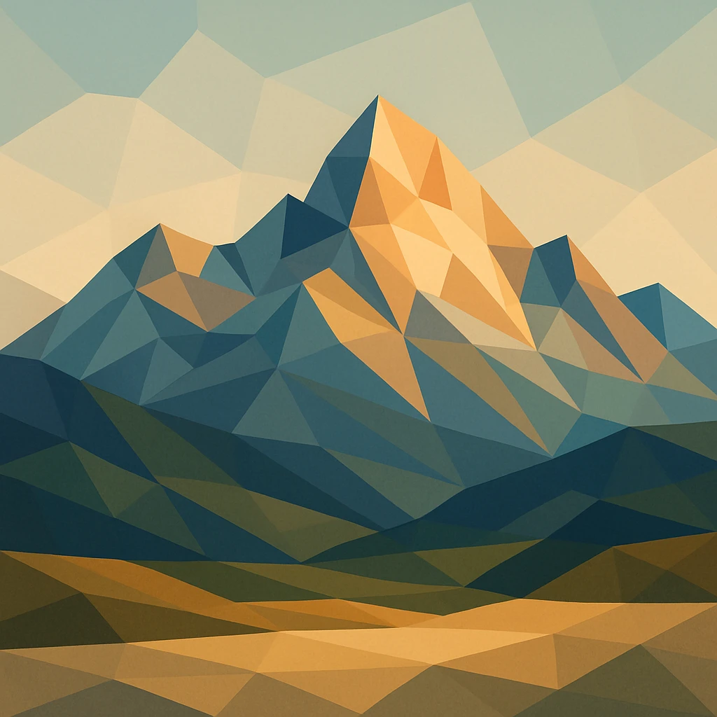 illustration of a mountain landscape made of geometric shapes in polygonal style emoji