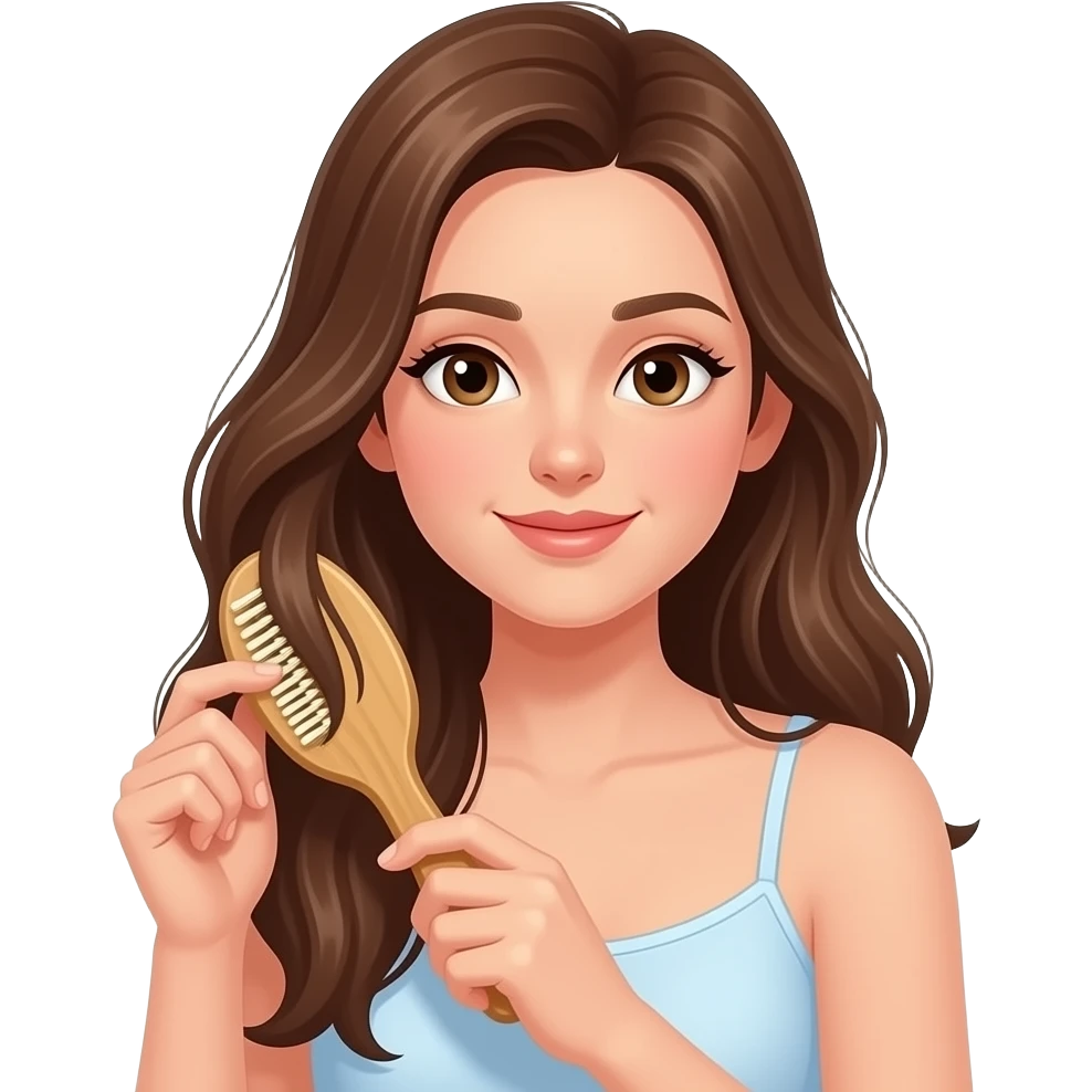 girl taking care of her brown hair emoji